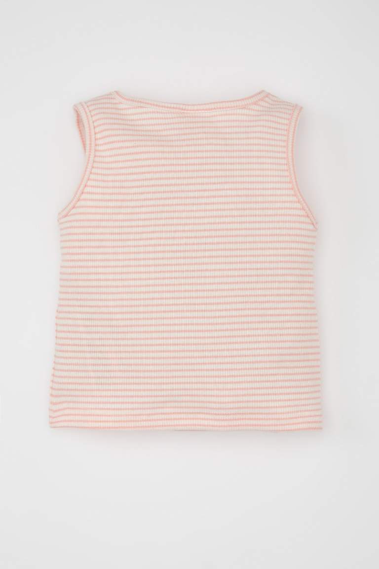 Baby Girl Crew Neck Striped Sleevelss T-Shirt