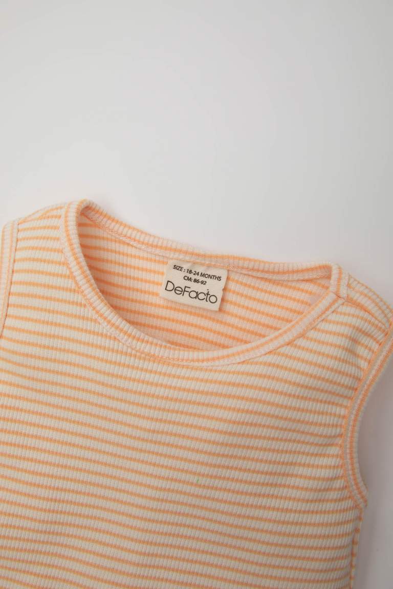 Baby Girl Crew Neck Striped Sleeveless T-Shirt