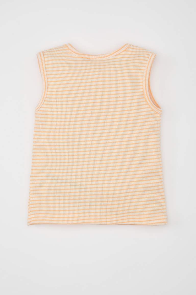 Baby Girl Crew Neck Striped Sleeveless T-Shirt