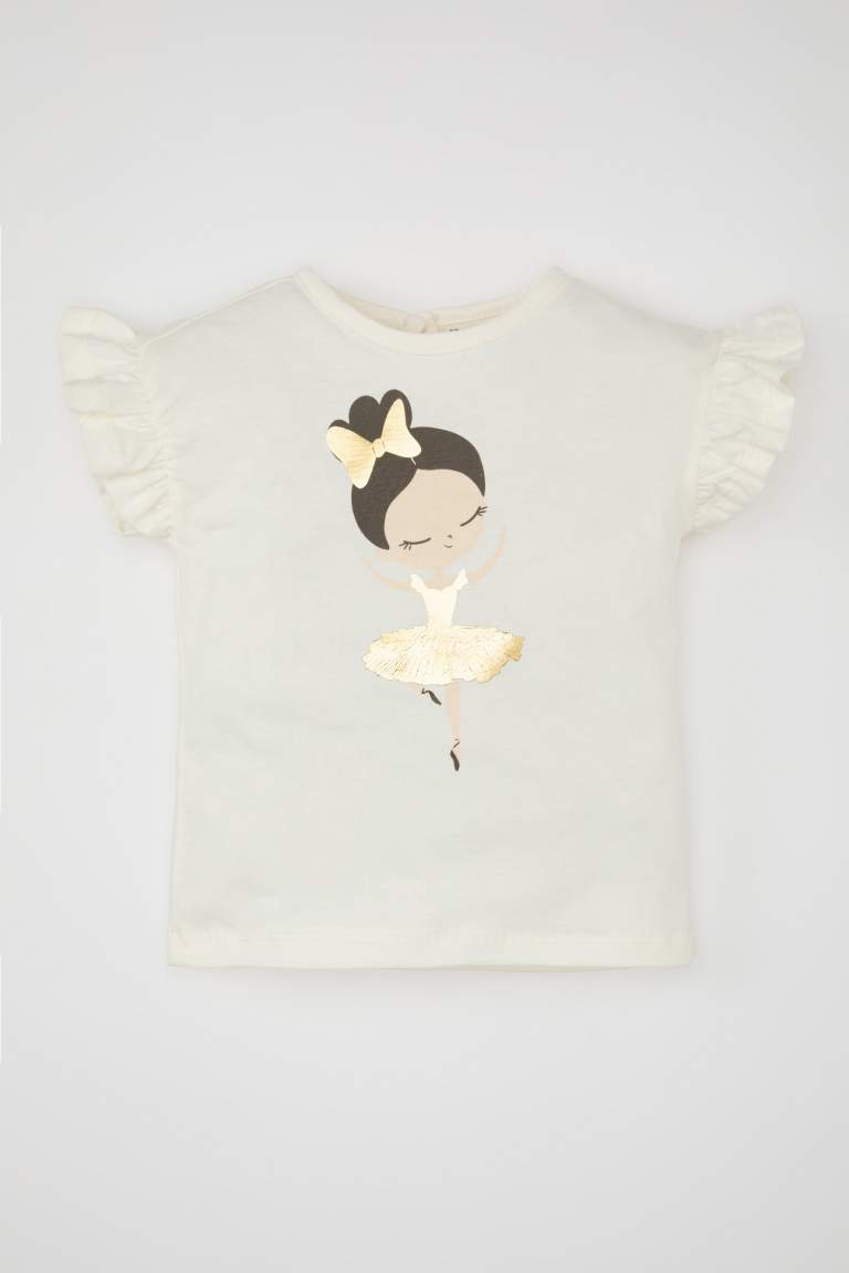 Baby Girl Regular Fit Crew Neck Ballerina Printed T-Shirt