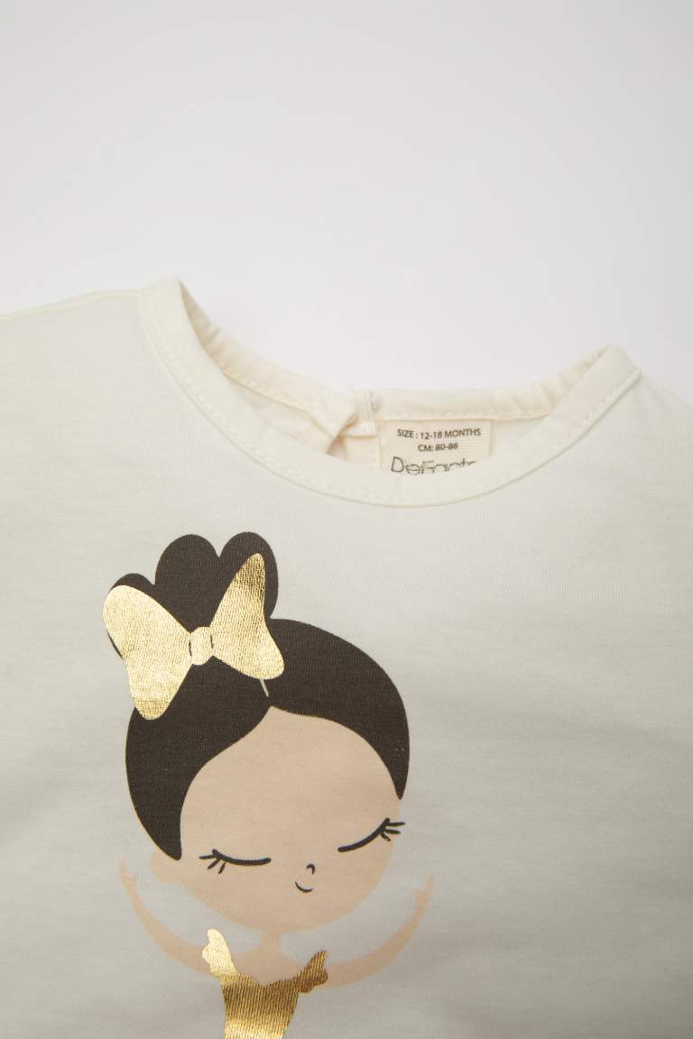 Baby Girl Regular Fit Crew Neck Ballerina Printed T-Shirt