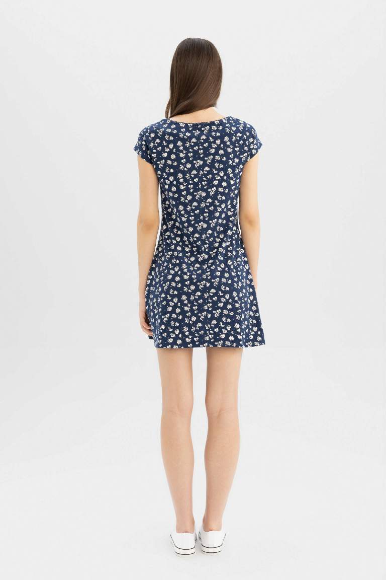 Heart Collar Floral Mini Dress