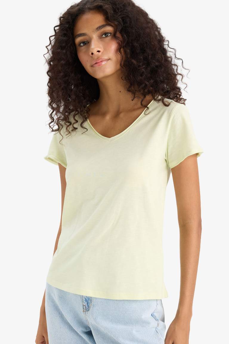 Regular Fit V Neck Short Sleeve T-Shirt