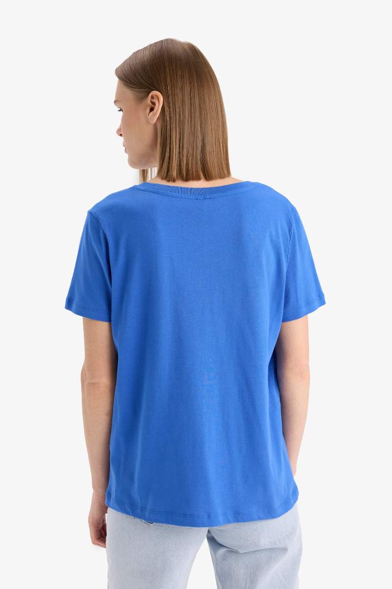 Regular Fit V Neck Cotton T-Shirt