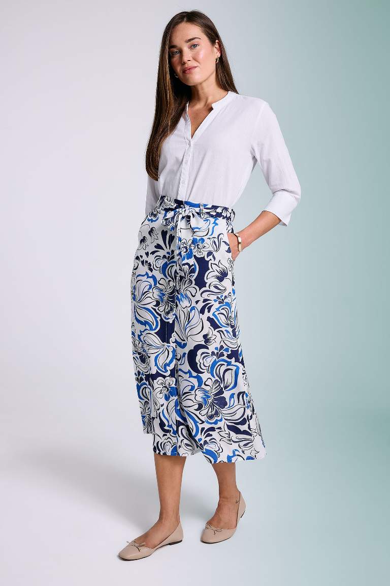 Patterned A-Line Midi Skirt