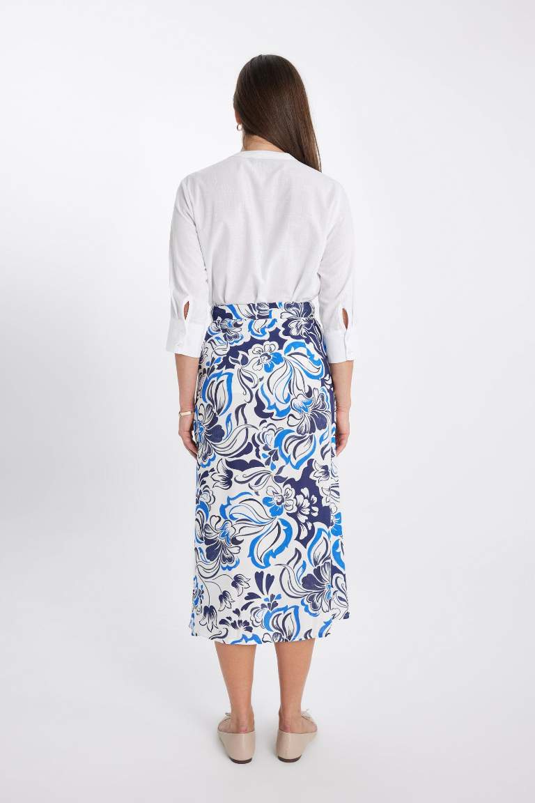 Blue WOMAN Patterned A-Line Midi Skirt 3112460 | DeFacto