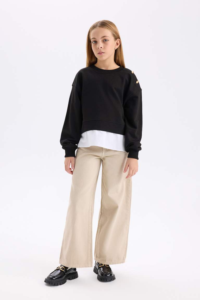 Girl Wide Leg Cotton Trousers