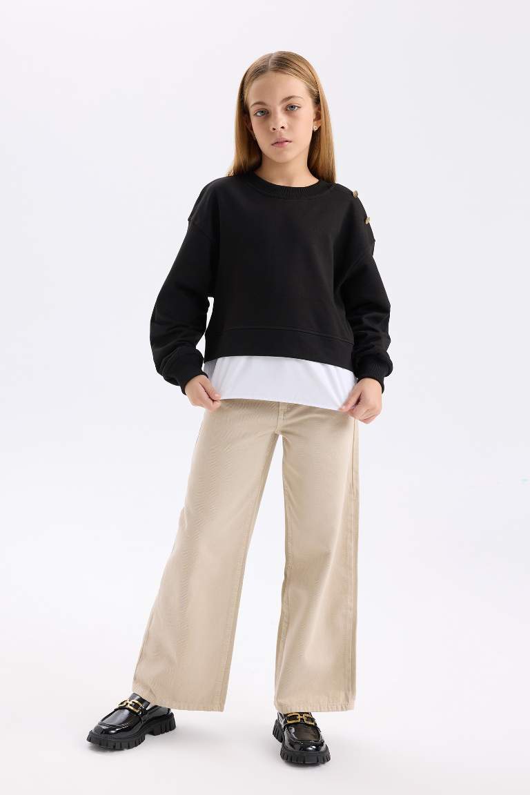 Girl Wide Leg Cotton Trousers