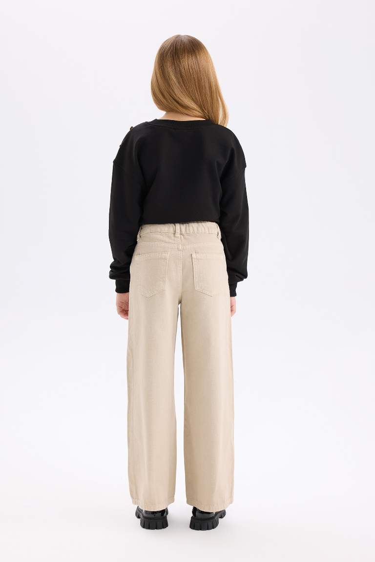 Girl Wide Leg Cotton Trousers