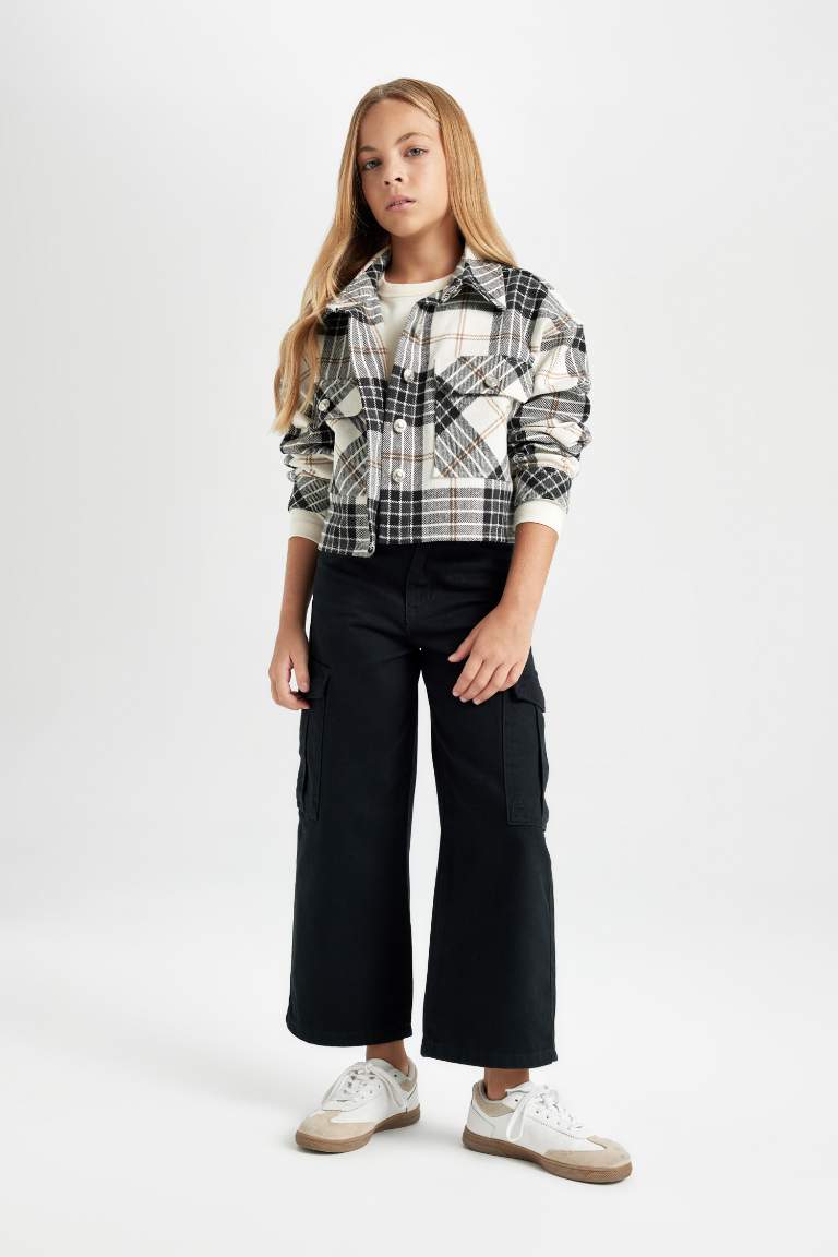 Girl Wide Leg Cotton Cargo Pants