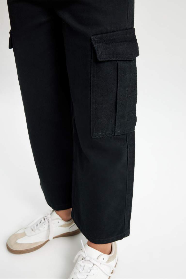 Girl Wide Leg Cotton Cargo Pants