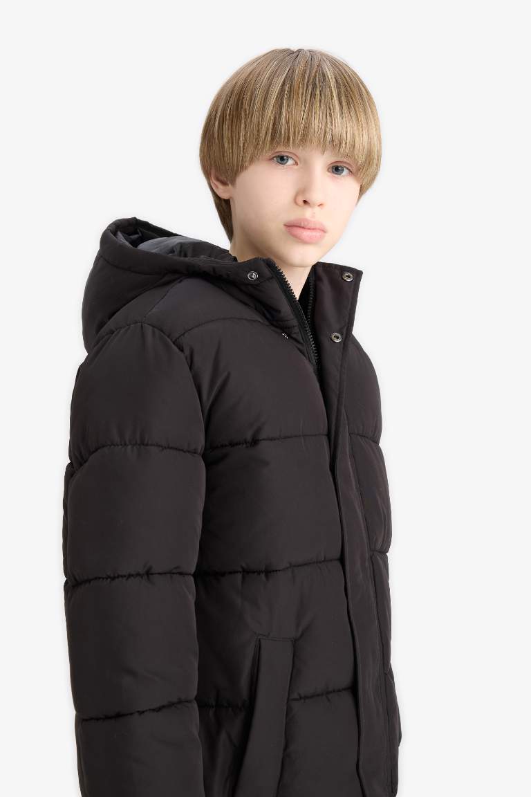 Boy Hooded Zippered Waterproof Puffer Jacket
