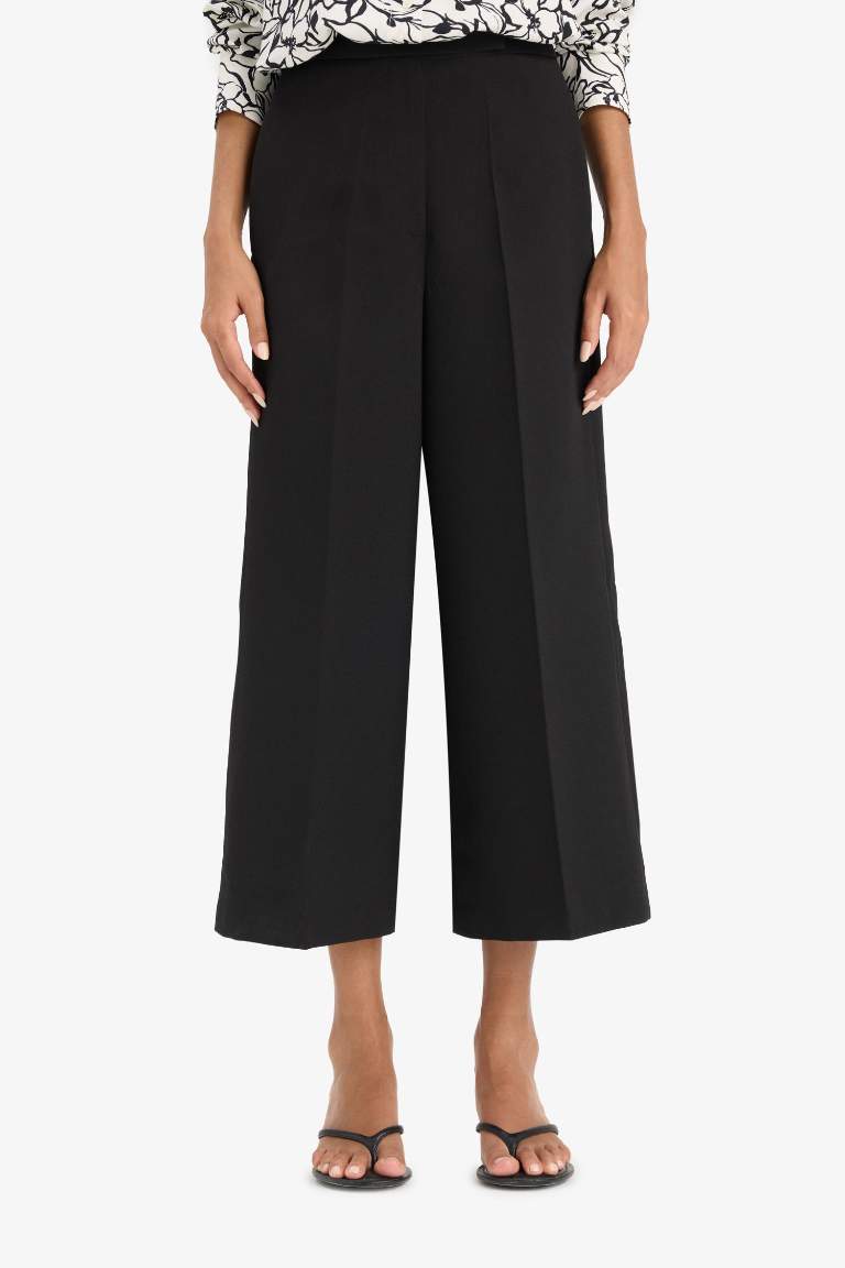 Culotte High Waist Straight Leg Trousers