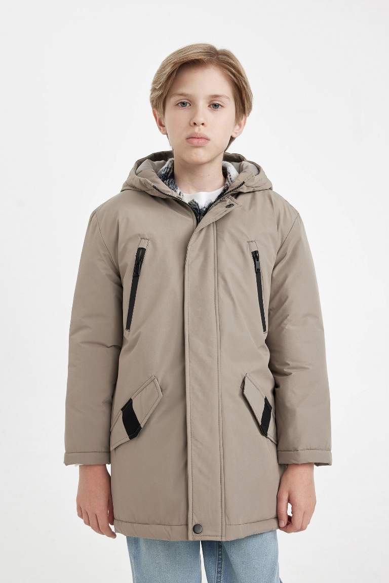 Boy Hooded Zippered Waterproof Jacket