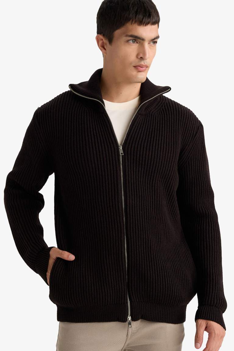 Standard Fit Turtleneck Knitwear Cardigan