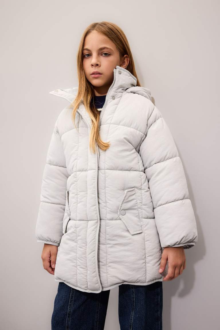 Girl Waterproof Hooded Light Long Puffer