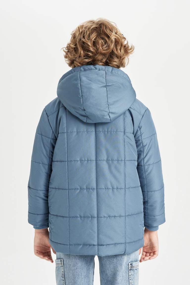 Manteau à capuche imperméable avec doublure en peluche et poches zippées pour garçon