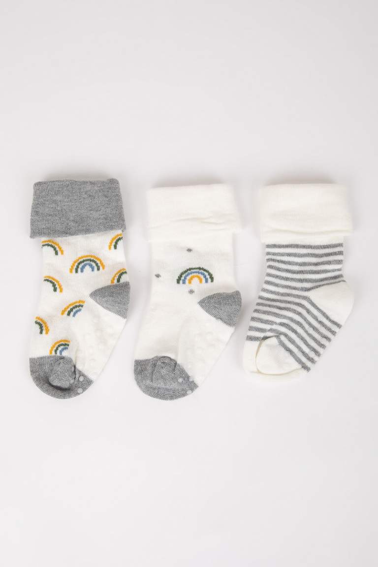 Lot de 3 paires de chaussettes longues en coton Arc-en-ciel pour bébé garçon