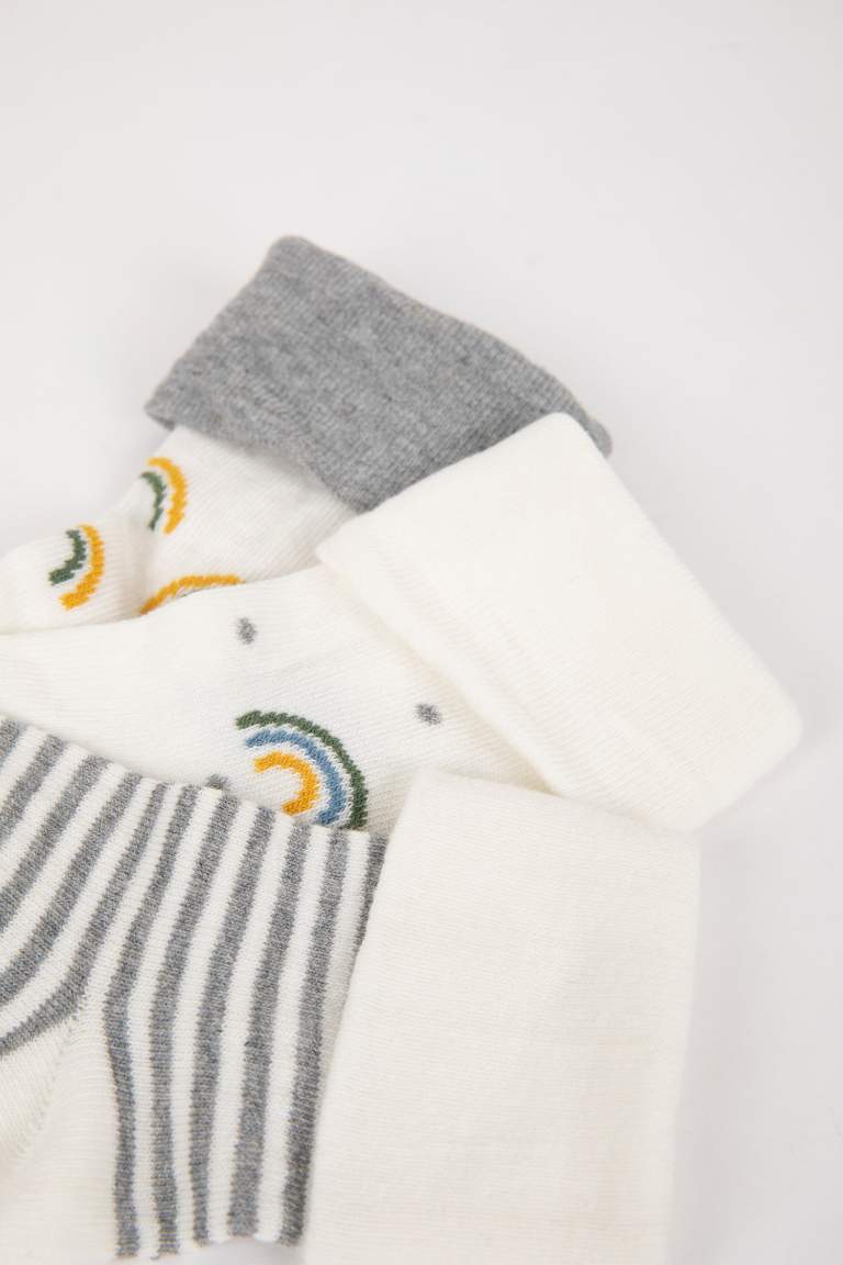 Lot de 3 paires de chaussettes longues en coton Arc-en-ciel pour bébé garçon