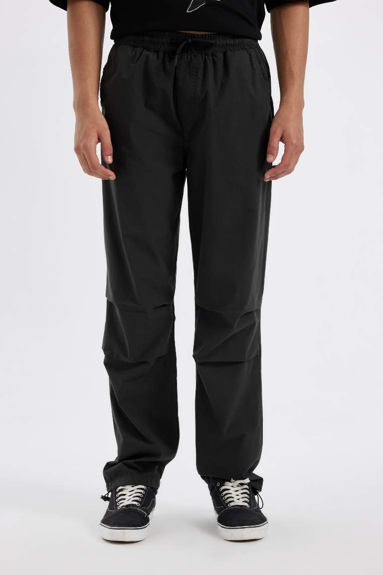 Wide Leg Parachute Trousers