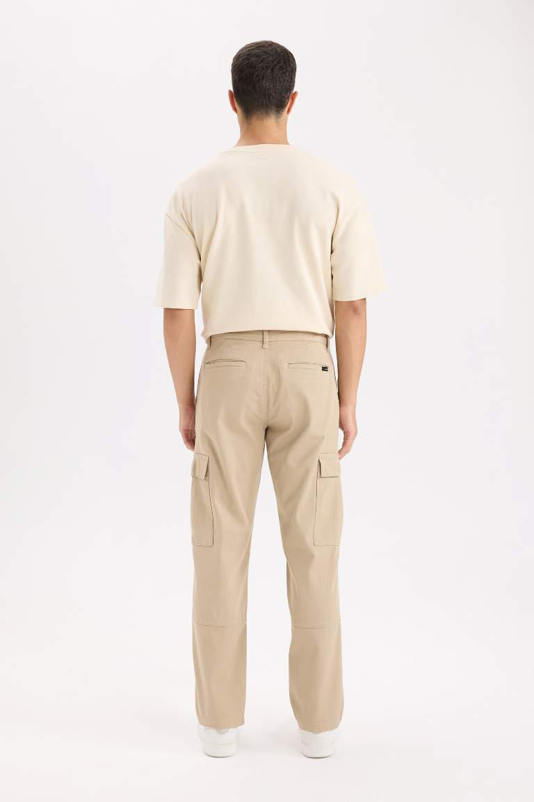 Gabardine Wide Straight Leg Cargo Pants