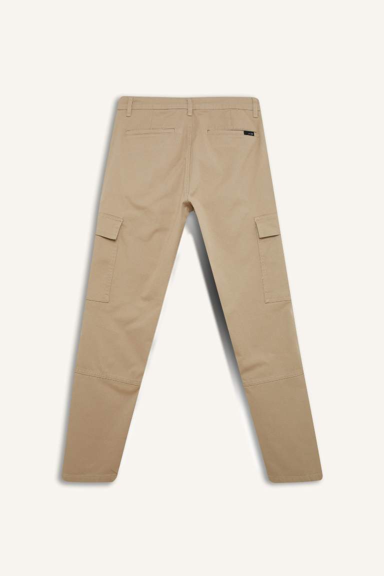 Gabardine Wide Straight Leg Cargo Pants