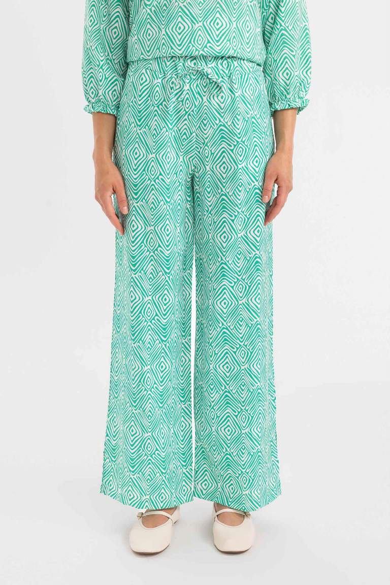 Wide Leg Printed Pocket Trousers