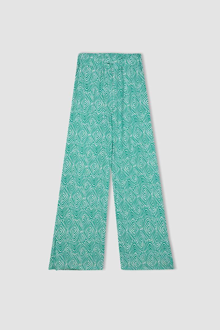 Wide Leg Printed Pocket Trousers