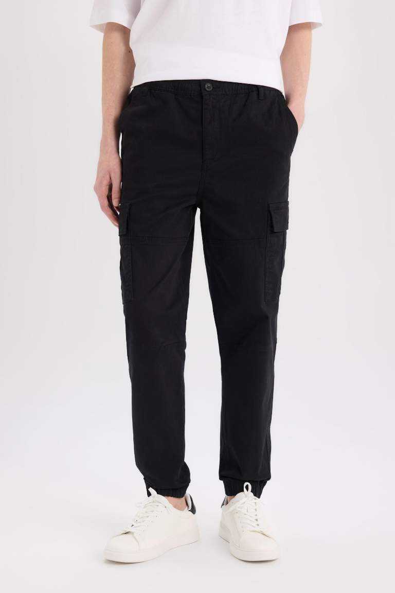 Regular Gabardin Jogger Pantolon Kargo Cepli Beli Paçası Lastikli