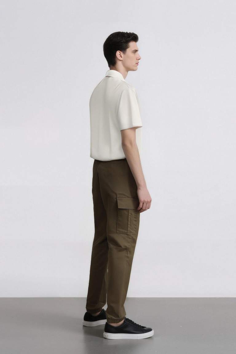 Regular Gabardin Jogger Pantolon Kargo Cepli Beli Paçası Lastikli