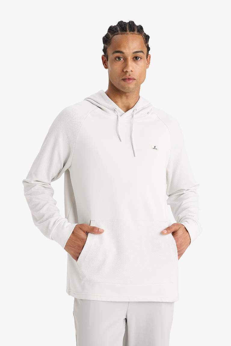 DeFactoFit Standart Fit Kapüşonlu Basic Düz Sporcu Sweatshirt