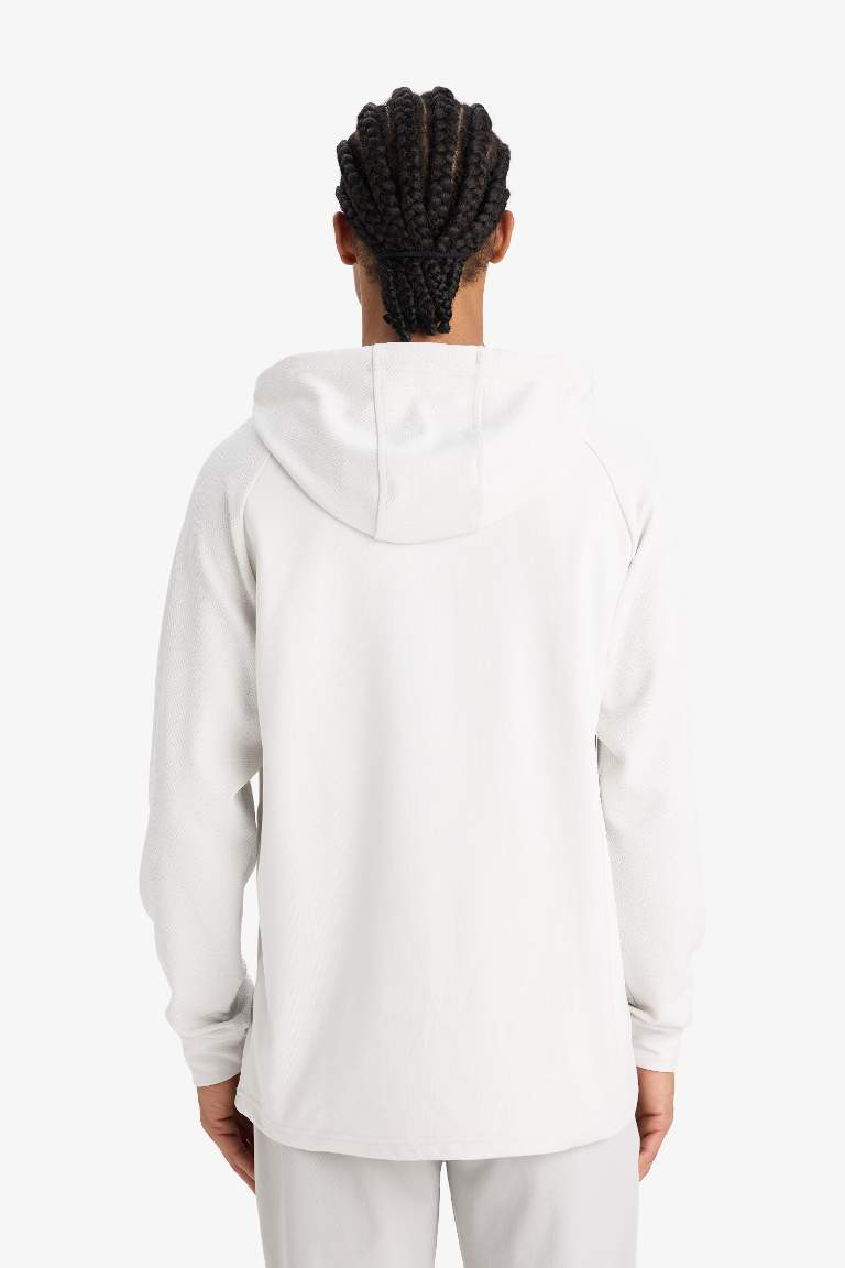 DeFactoFit Standart Fit Kapüşonlu Basic Düz Sporcu Sweatshirt