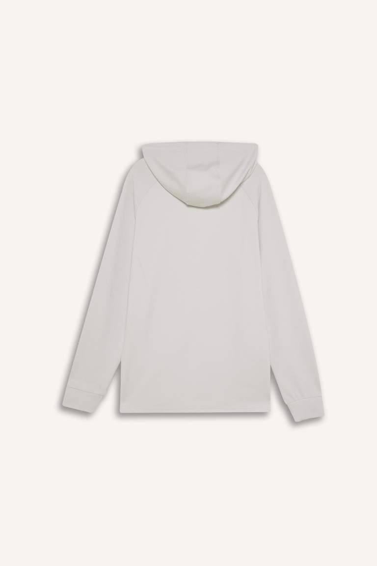 DeFactoFit Standart Fit Kapüşonlu Basic Düz Sporcu Sweatshirt