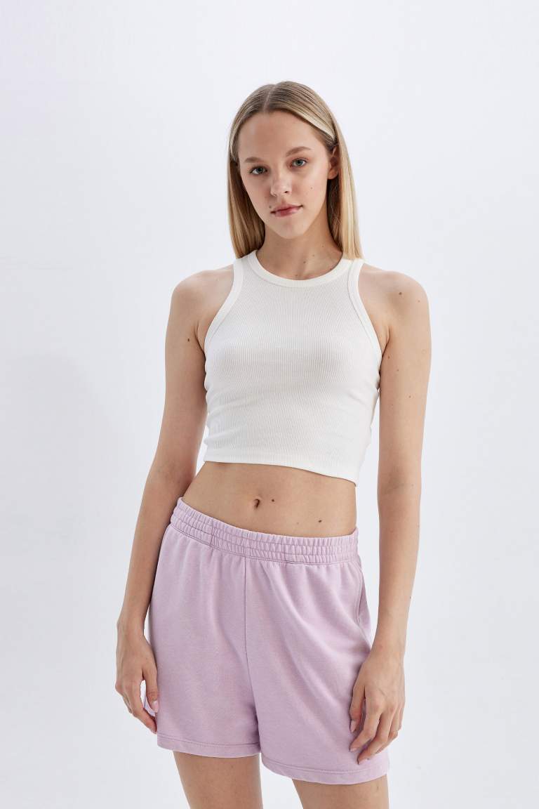 Thick Sweatshirt Fabric Regular Hem Shorts