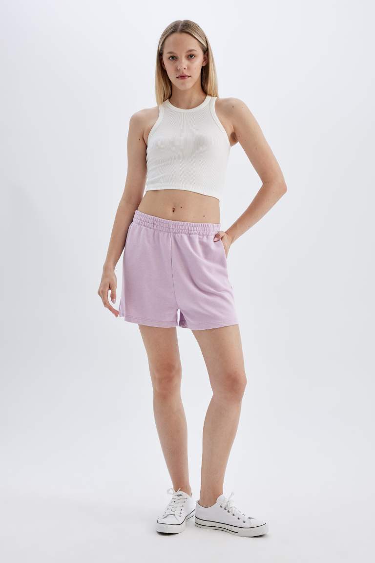 Thick Sweatshirt Fabric Regular Hem Shorts