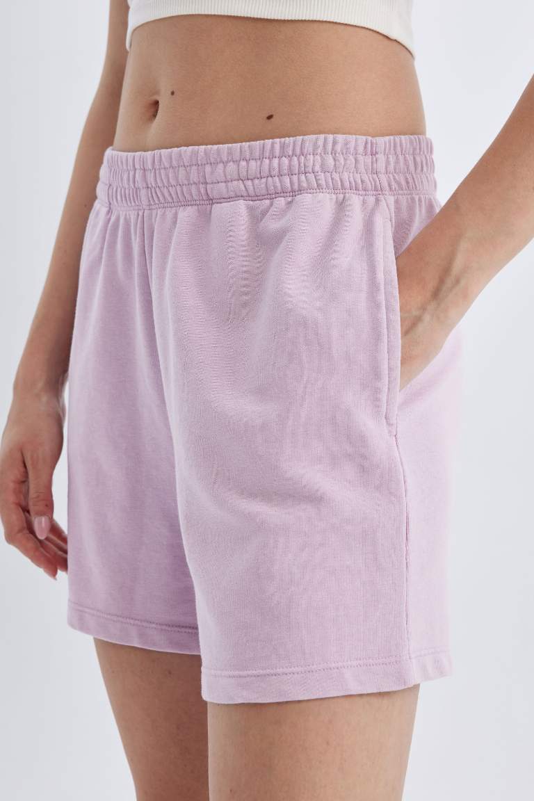 Thick Sweatshirt Fabric Regular Hem Shorts