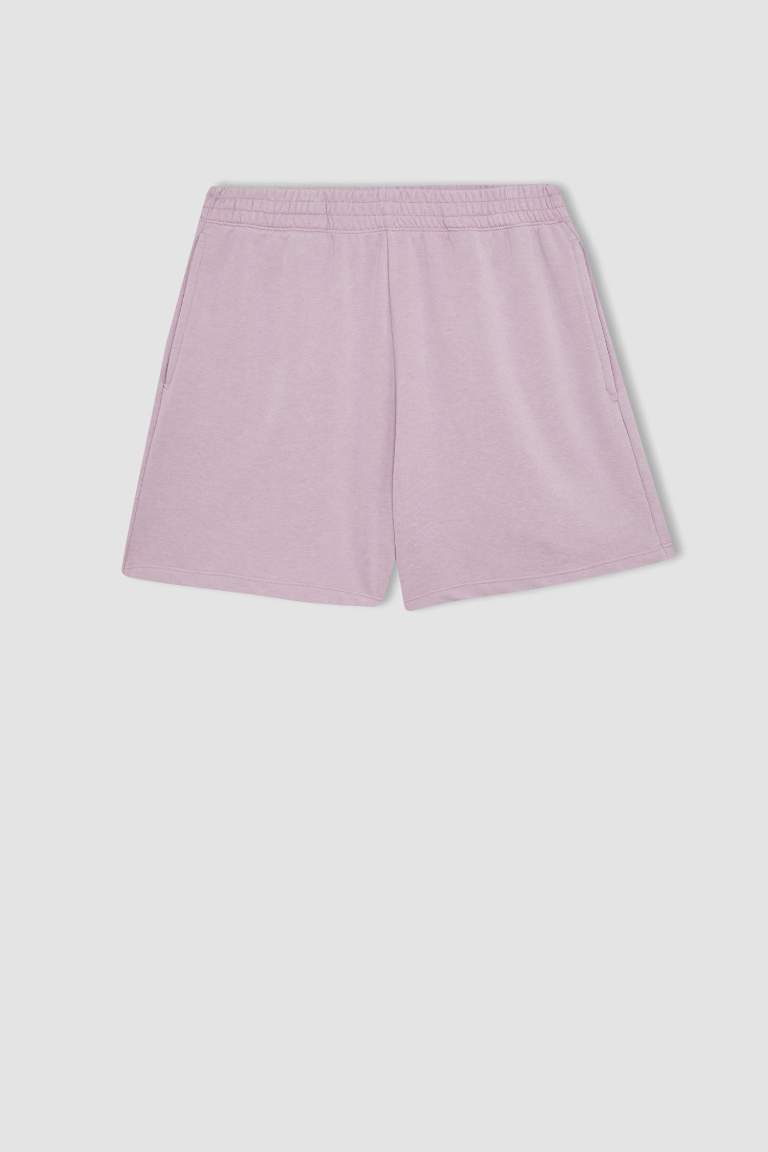 Thick Sweatshirt Fabric Regular Hem Shorts