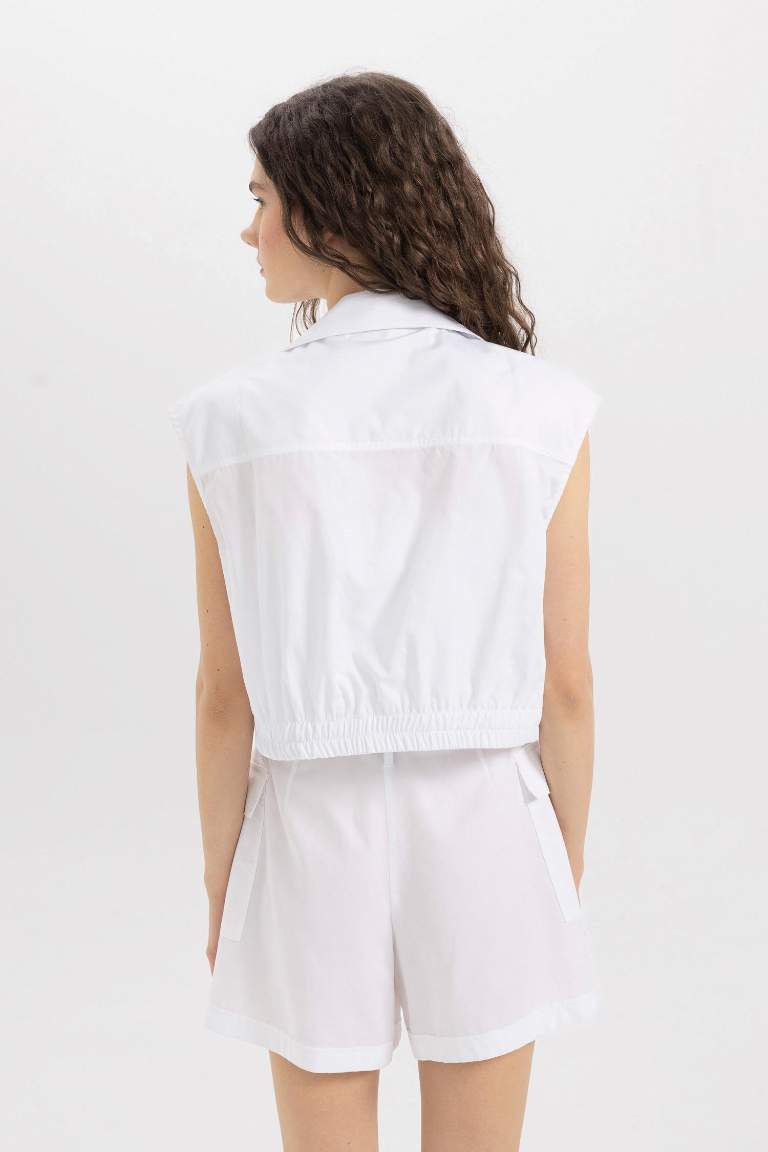 Chemise en Gabardine coupe régulière sans Manches