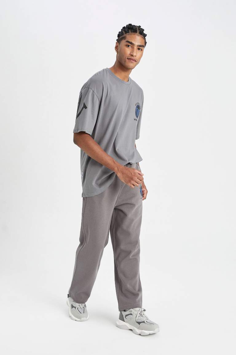 DeFactoFit NBA Golden State Warriors Jogger Eşofman Altı Wide Straight Cepli Düz Paça