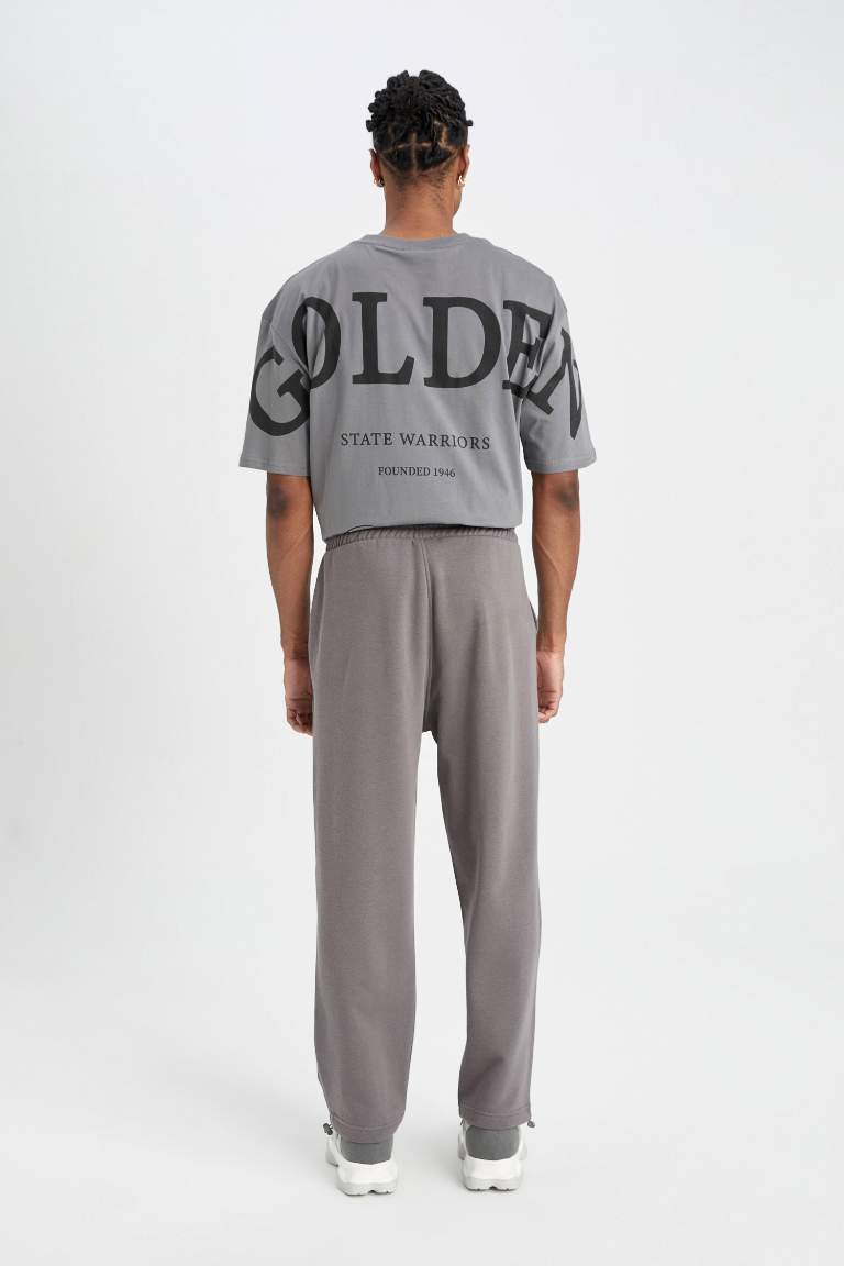 DeFactoFit NBA Golden State Warriors Jogger Eşofman Altı Wide Straight Cepli Düz Paça