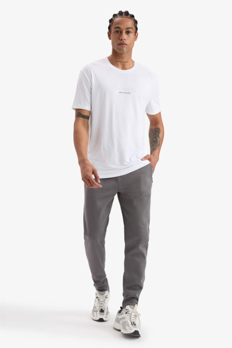 DeFactoFit, стандартный крой, мягкое прикосновение, круглый вырез с принтом, короткий рукав футболка