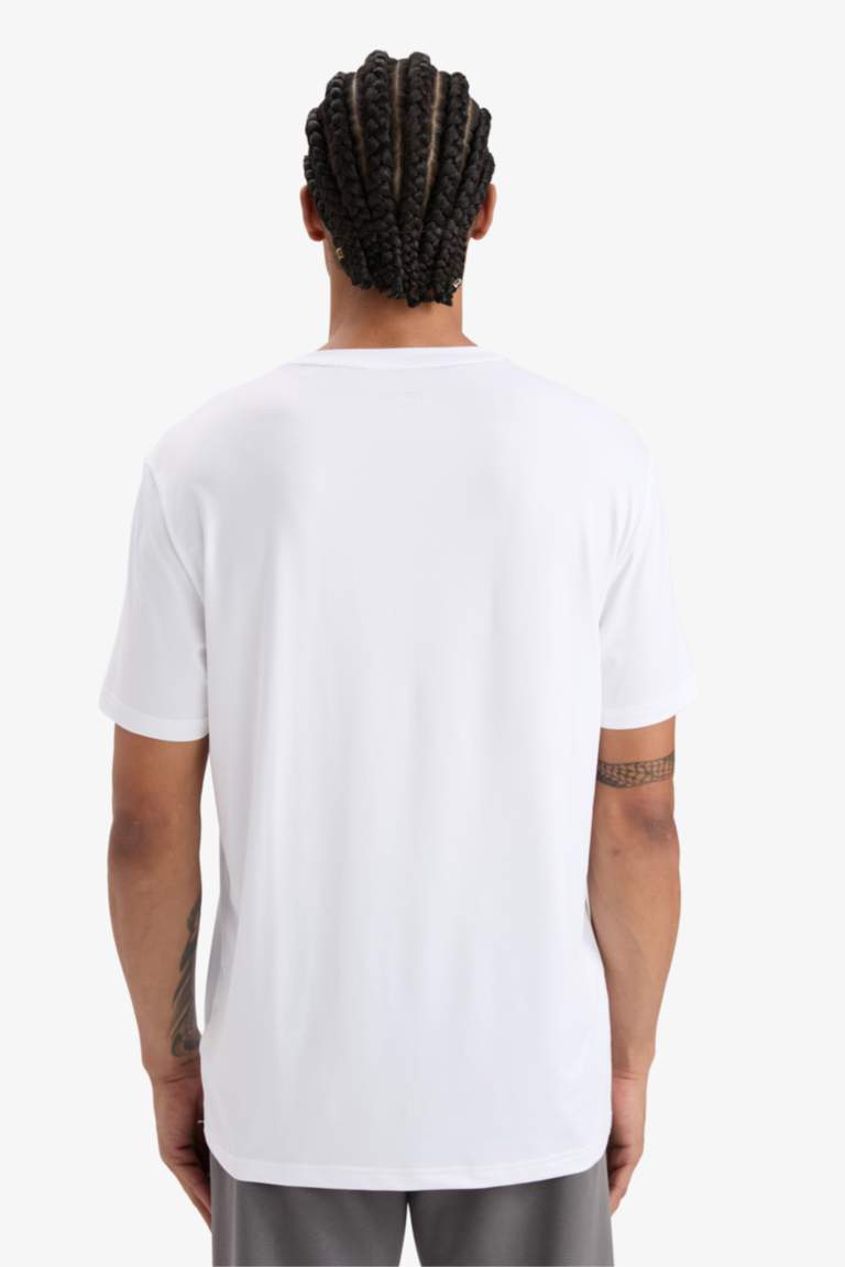 DeFactoFit, стандартный крой, мягкое прикосновение, круглый вырез с принтом, короткий рукав футболка