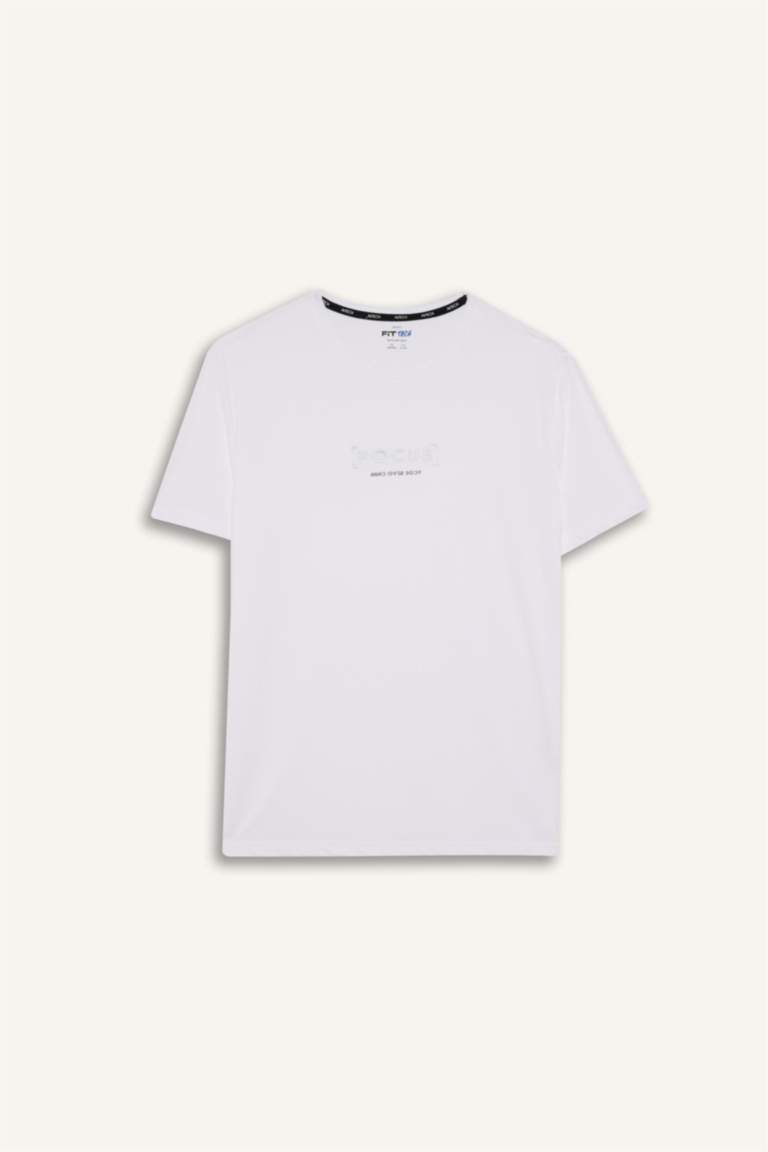 DeFactoFit, стандартный крой, мягкое прикосновение, круглый вырез с принтом, короткий рукав футболка