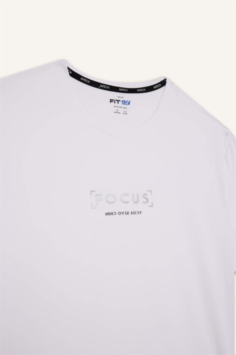 DeFactoFit, стандартный крой, мягкое прикосновение, круглый вырез с принтом, короткий рукав футболка