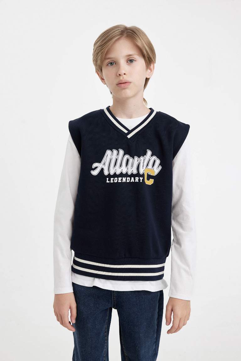 Boy Oversize Fit Thick Sweatshirt Fabric Vest