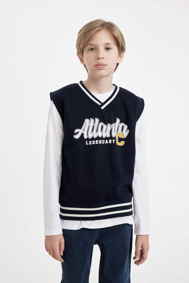 Boy Oversize Fit Thick Sweatshirt Fabric Vest