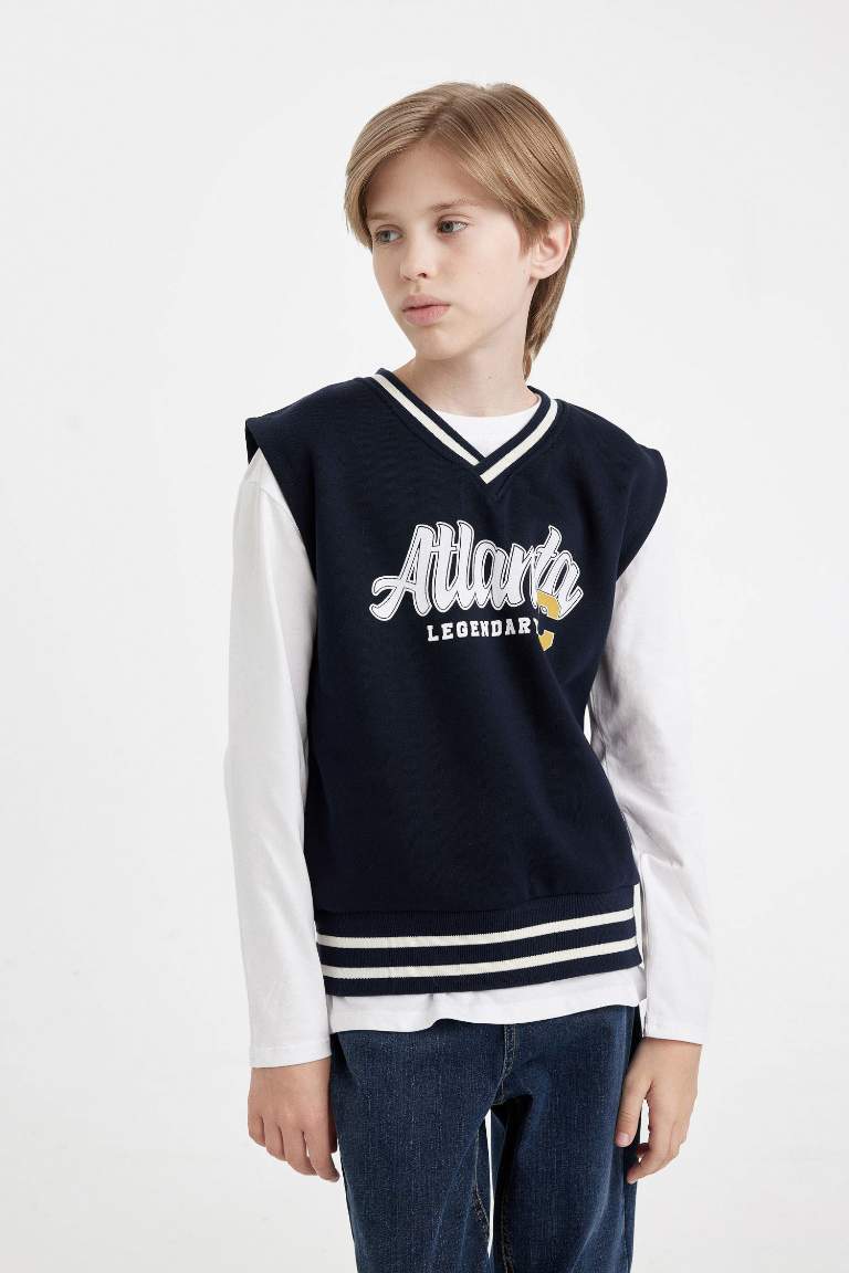 Boy Oversize Fit Thick Sweatshirt Fabric Vest