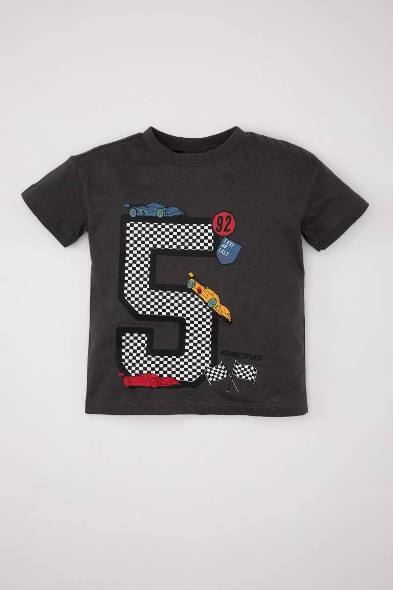 Baby Boy Regular Fit Vehicle Printed Short Sleeve T-Shirt