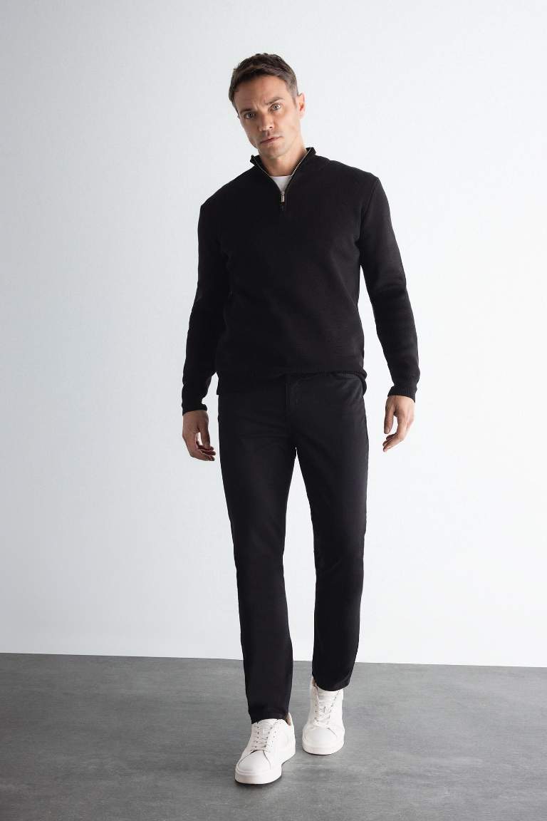 Chino Kanvas Pantolon Slim Fit Dar Kesim Pamuklu Esnek Dar Paça