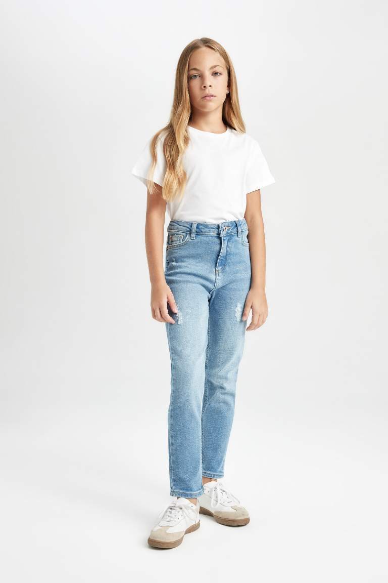 Jean coupe Skinny avec détails déchirés pour Fille